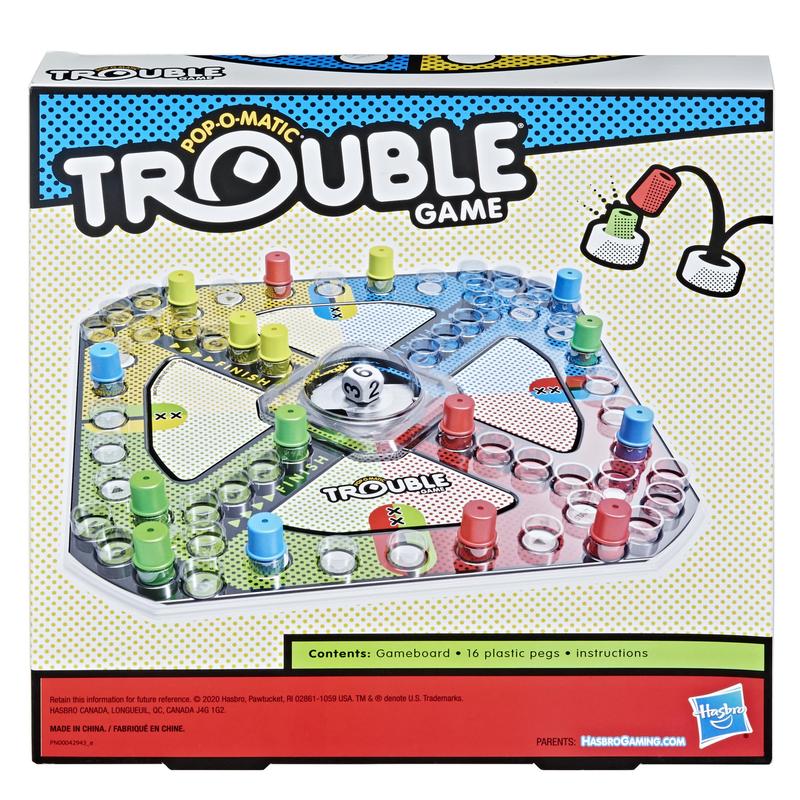 Hasbro Gaming Trouble Board Game for Kids Ages 5 and Up 2-4 Players (Packaging may vary)