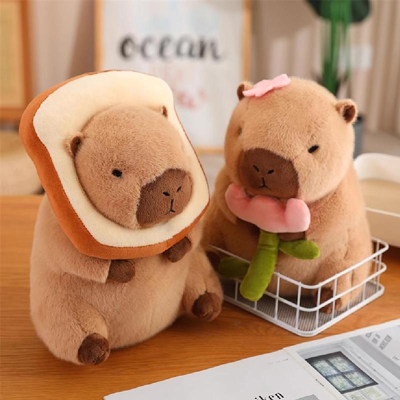 Summer Cartoon Capybara Design Plush Toy, Cute Capybara Stuffed Animal Doll, Super Soft Toast Plushies Handle Flower Plush Toy for Room Decor, Stuffed Animals Decorative Room Accessories, Birthday Gifts, Stuffed Animal