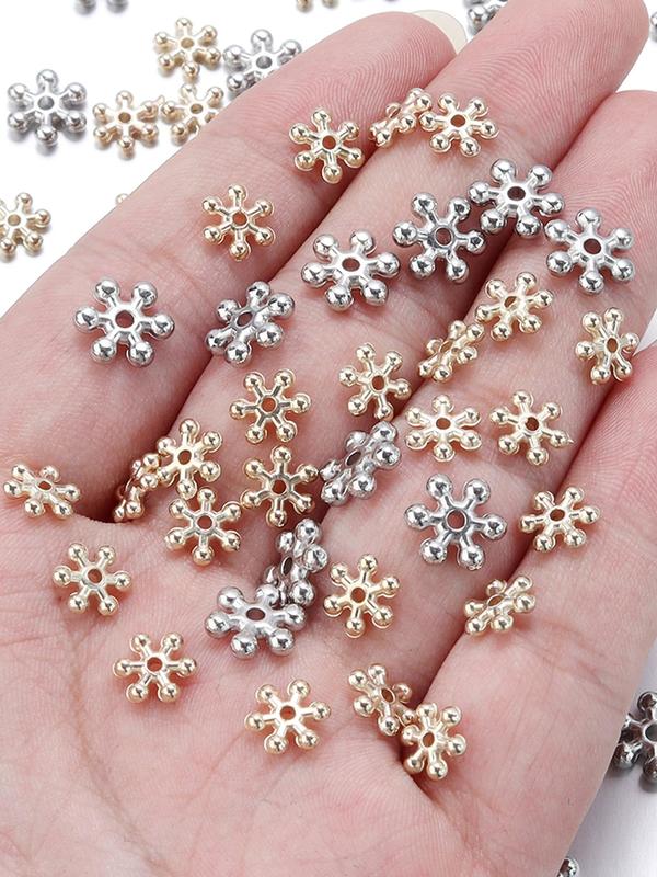 Snowflake Shaped Beads, Round Beads for DIY Bracelet Necklace, Jewelry Making Accessories for Women & Girls, Fashion Accessories for Daily Wear