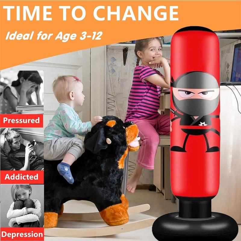 63inch  Punching Bag,Inflatable Boxing Bag  for Boys  5-10, Ninja Toys for Boys, Christmas,Birthday Gifts for  5,6,7,8,9,10