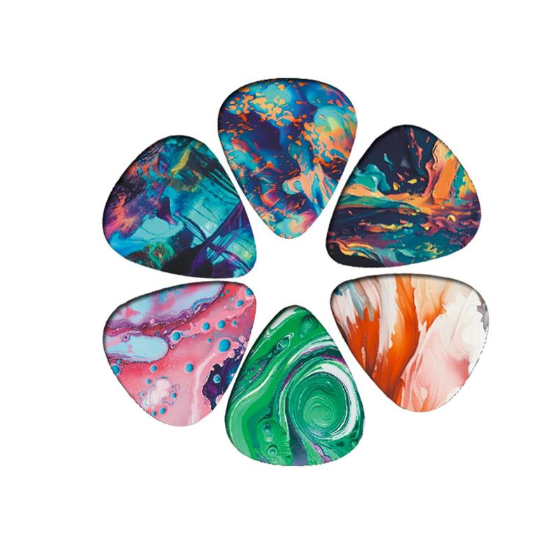 Marble Pattern Guitar Pick (12pcs set), Colorful Double Sided Printed Guitar Pick, Music Accessories For Guitar Ukulele Banjo