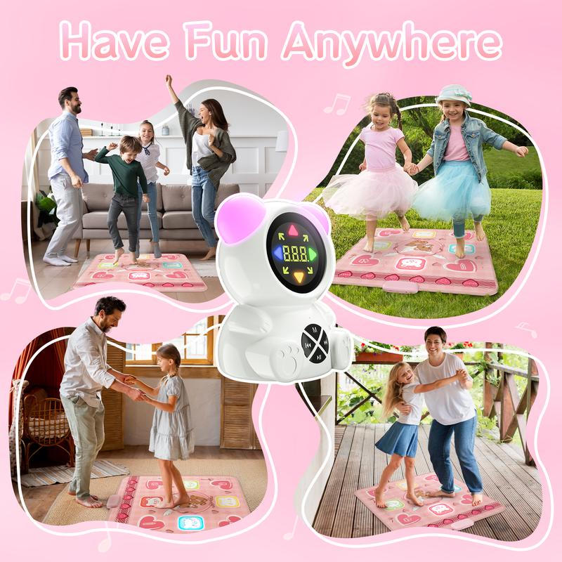 Acelufly Rechargeable Dance Mat Toys for Kids, Light Up Dance Pad with Wireless Bluetooth, 5 Game Modes, Adjustable Volume & LED Lights, Christmas Birthday Gifts for Kids, Girls and Boys christmas 2024 ornament