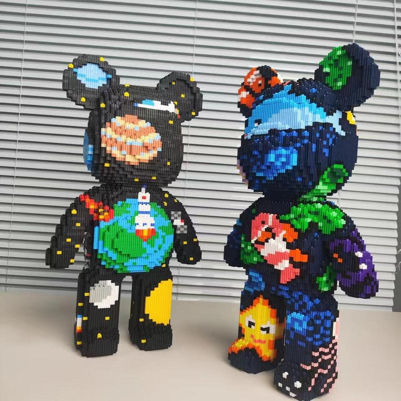 Medium Space and Ocean Bear-Multi color compressed link small building block series