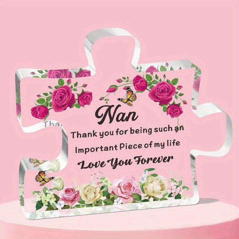 Nan Gifts from Grandson Granddaughter Acrylic Block Puzzle Nan Gifts Birthday Christmas Thanksgiving for Nan