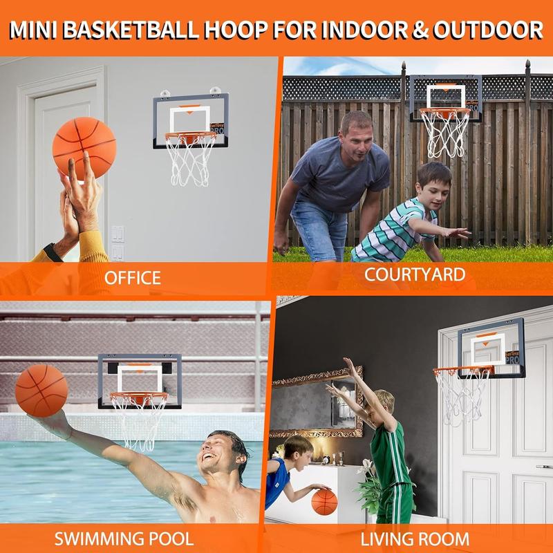 Pro Mini Basketball Hoop Indoor Family Games for Door and Wall with Complete Accessories Transparent