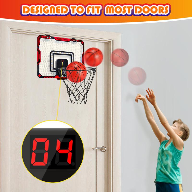 Indoor Mini Basketball Hoop Set with Electronic Scoring & Lights