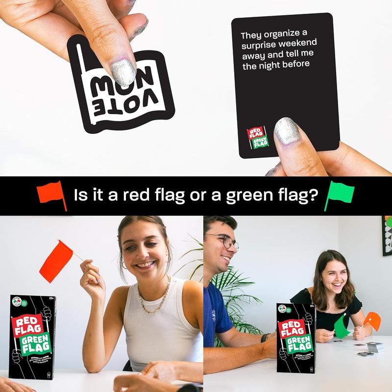 Red Flag Green Flag Game: Judge Your Friends’ Disastrous Dating Decisions | Ages 15+ | 3-10 Players | 230 Scenario Cards | Teens & Adults |