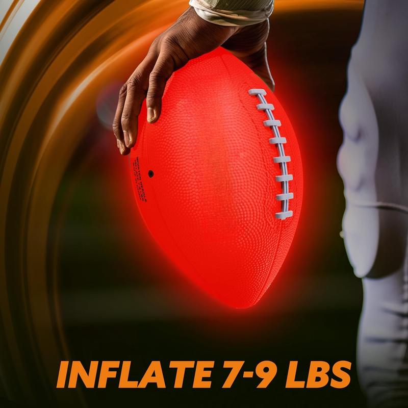 Glow in The Dark Football for Boys, Light Up Football for Night Football Games, Red Glowing Ball, Football Accessories Gifts for Teen Boy Toys Ages 3 Old and Up