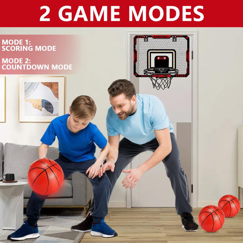 Indoor Mini Basketball Hoop Set with Electronic Scoring & Lights