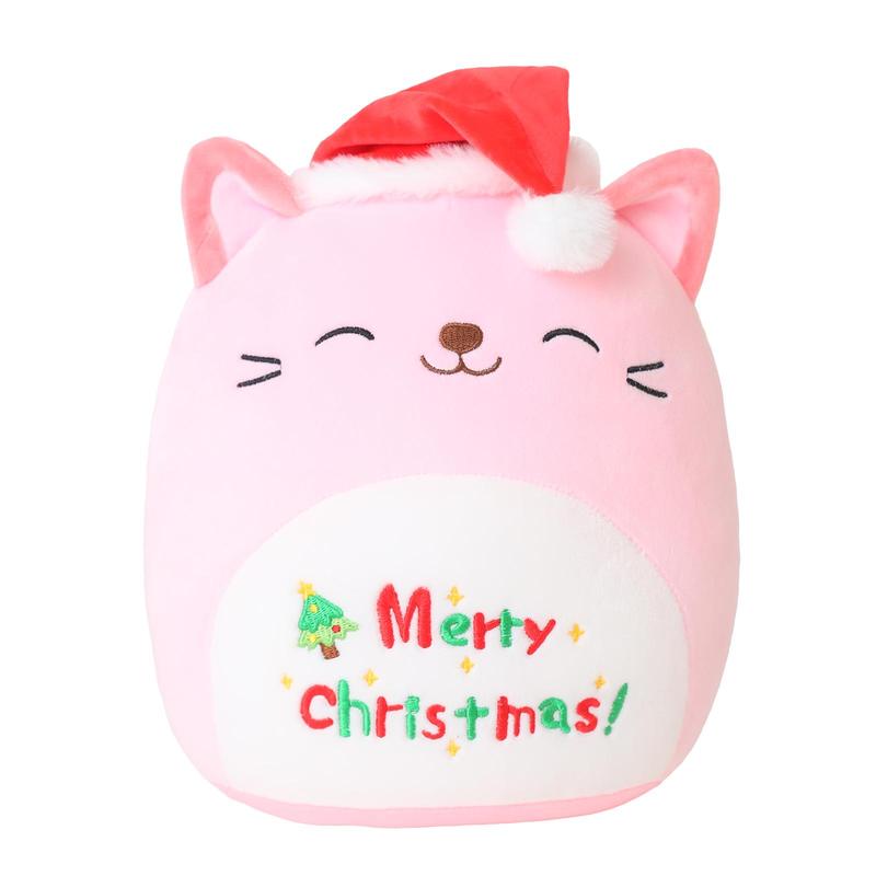 Christmas Cute Cat Design Plush Toy, 1 Count Soft Washable Plush Toy with Santa Hat, Suitable for Boys and Girls, Birthday Gift, Holiday Gift