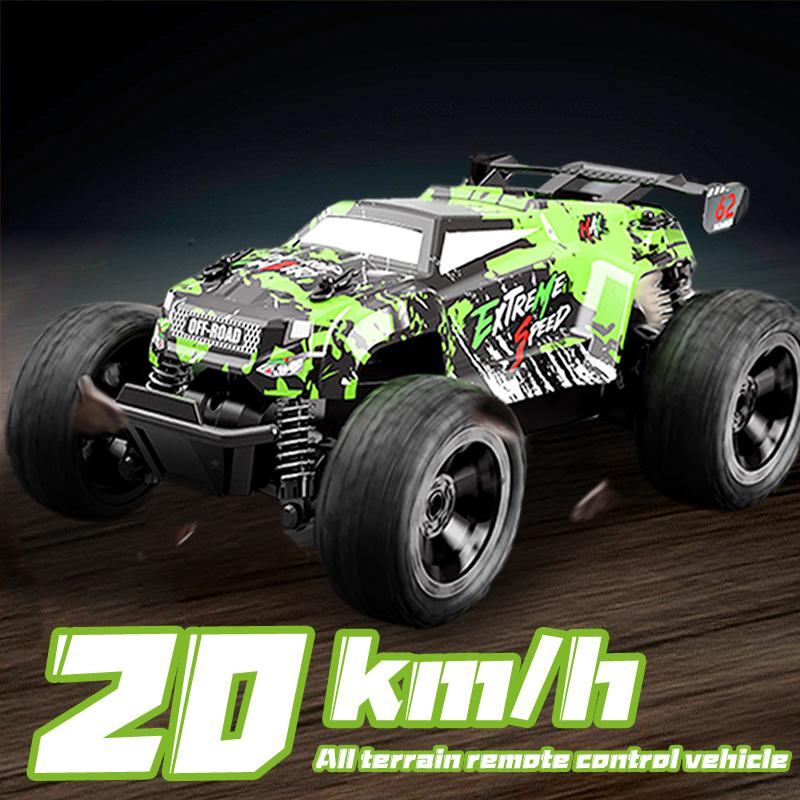 Remote Control Car, 2.4Ghz All Terrain Off-Road Monster Truck, 20 KM H Rc Cars with LED Bodylight and 2 Rechargeable Batteries Toys for Boys Age 4-7