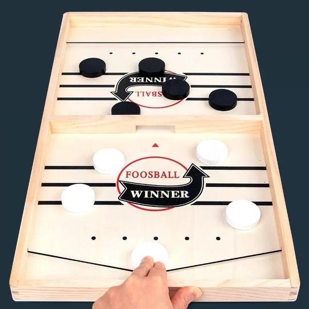 Fast Sling Puck Game, Wooden Hockey Game, Foosball Table Super Winner Slingshot Game