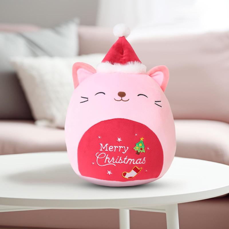 Christmas Cute Cat Design Plush Toy, 1 Count Soft Washable Plush Toy with Santa Hat, Suitable for Boys and Girls, Birthday Gift, Holiday Gift