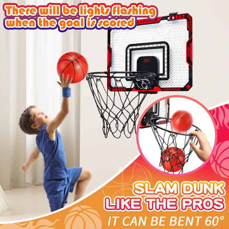 Indoor Mini Basketball Hoop Set with Electronic Scoring & Lights