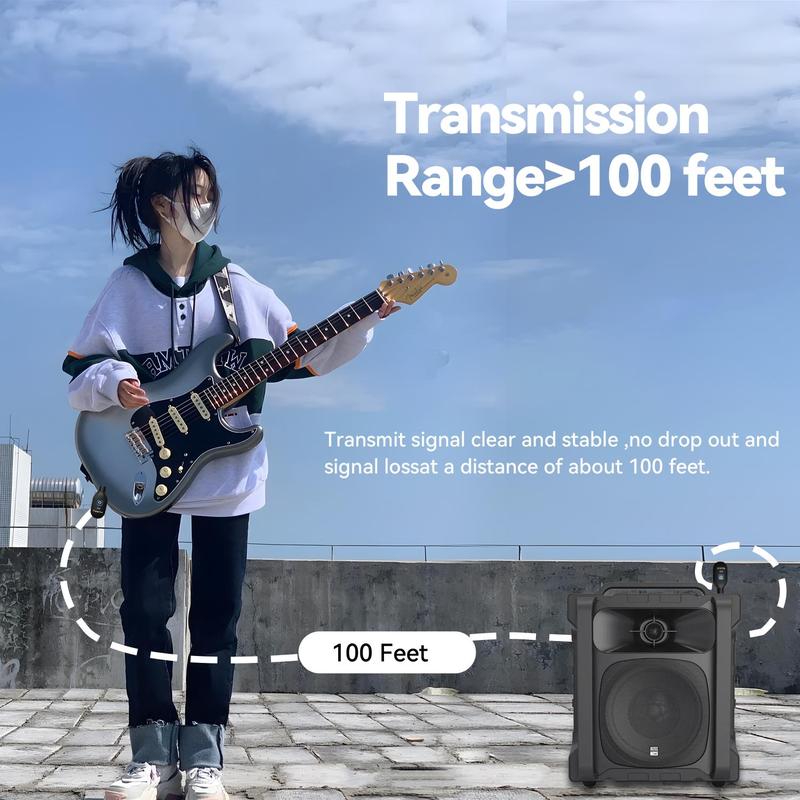 Wireless Guitar System, 2.4G HZ Wireless Guitar System, Rechargeable Guitar Transmitter Receiver, Music Accessories for Guitar, Bass, Violin, Keyboard