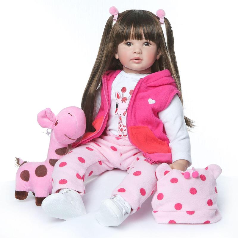 60cm 24 Inch Girl Doll with Long Hair, Lifelike Reborn Baby Dolls, Birthday & Festival Gift Toy for Kids & Toldders, Christmas Realistic Baby Dolls, Thanksgiving Christmas Gift Set