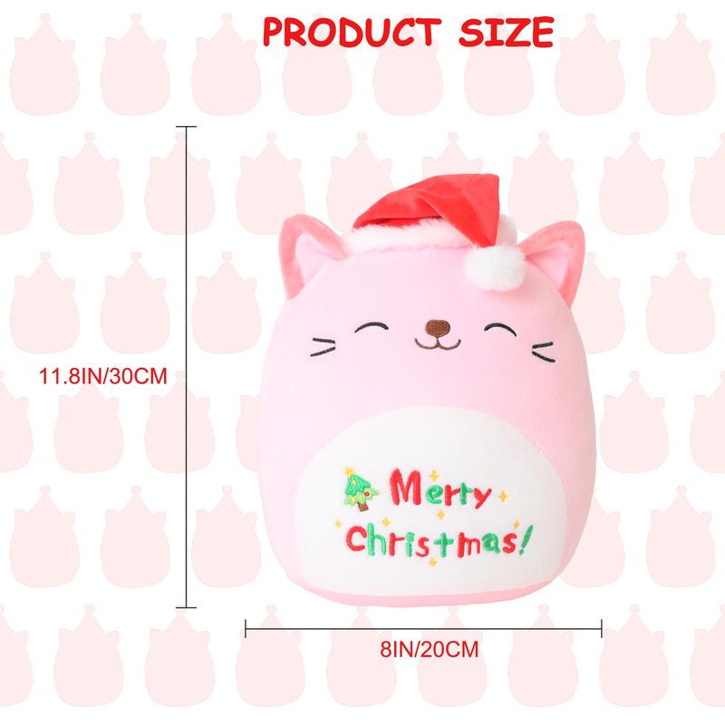 Christmas Cute Cat Design Plush Toy, 1 Count Soft Washable Plush Toy with Santa Hat, Suitable for Boys and Girls, Birthday Gift, Holiday Gift