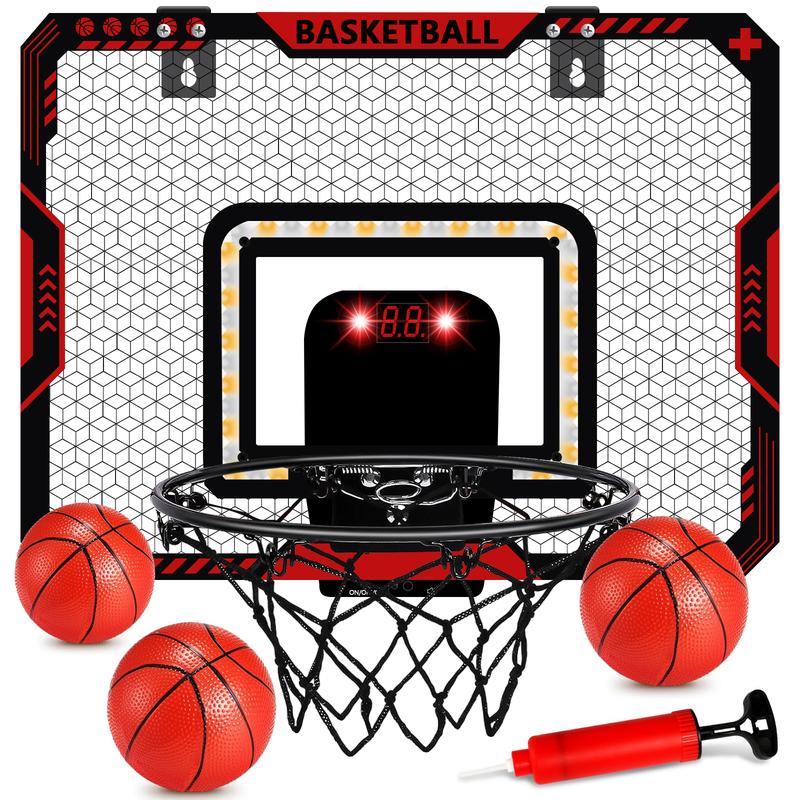 Indoor Mini Basketball Hoop Set with Electronic Scoring & Lights