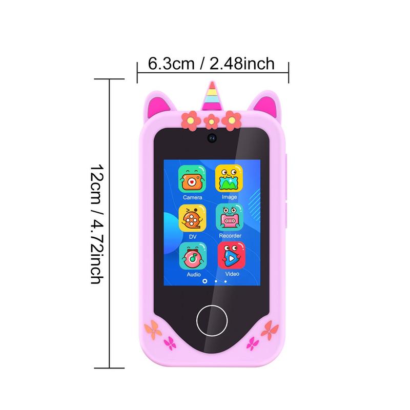 Unicorn Pattern Phone Toy, Learning & Educational Toy with 2.8inch IPS Screen, MP5 Music Player, HD Dual Camera, 1080P Video, Unicorn Protective Cover