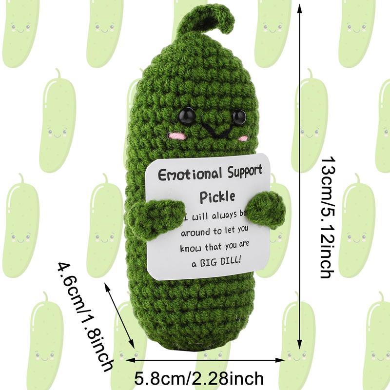 Handmade Emotional Support Pickle Gifts - Mini Funny Emotional Support Pickled Cucumber Gift, Emotional Support Crochet Pickled Cucumber Knitting Doll Gift for Friends Home Office Decor