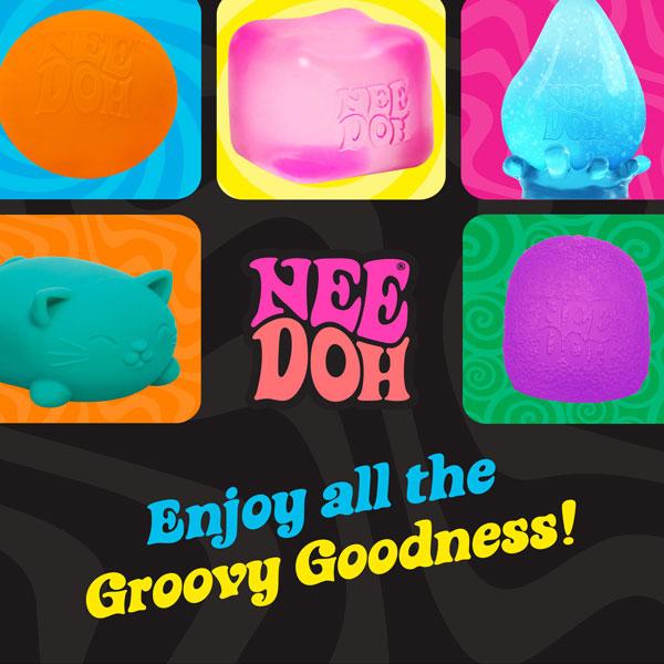 Schylling Teenie NeeDoh Funky Pups - 3 mini Groovy NeeDoh Pups -Sensory Toy with Dough Filling -  Assorted colors - Ages 3 and up