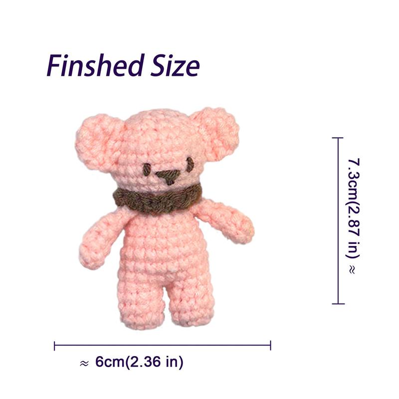 Little Bear Crochet Material Package, 2 Counts Cute Crochet Stuffed Animal Kit for Beginner, Crochet Animal Kit Include Videos Tutorials, Yarn, Seam Markers