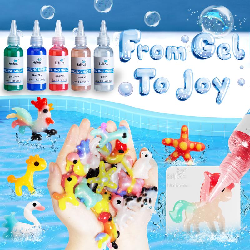 Kiditos Magic Water Elf Toy Kit with 12 Magic Gels, 10 Molds - Imaginative Play, Christmas Gifts, Birthday Gifts, Party Favors, and Family-Friendly DIY STEM Projects (12Colors)