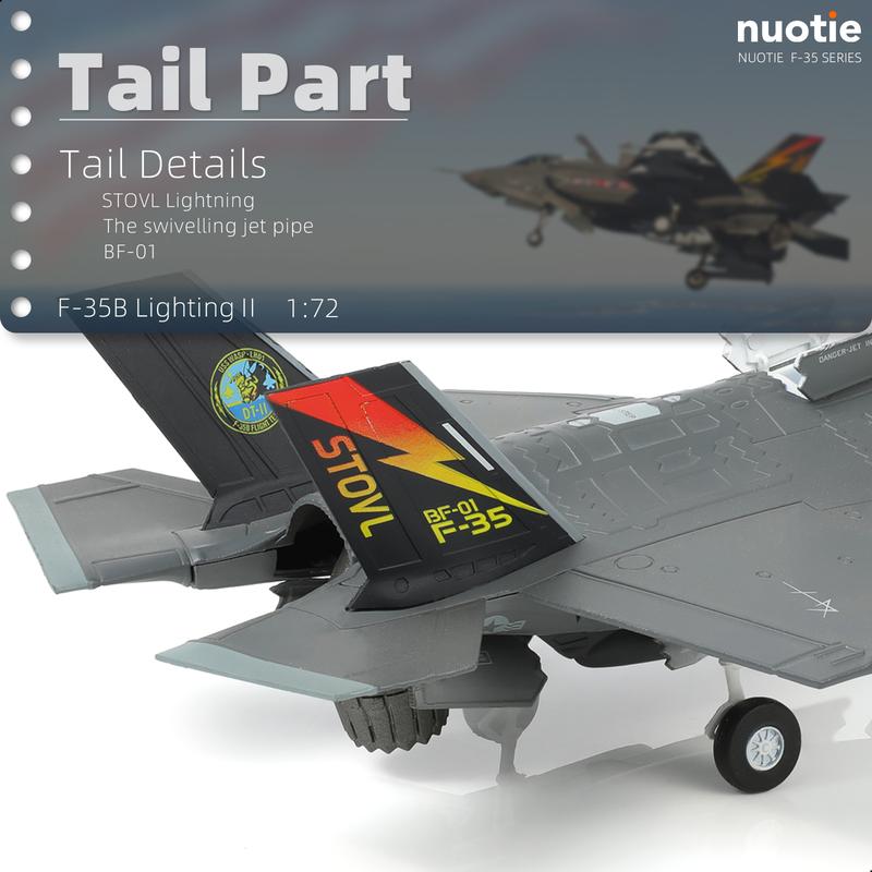 F-35 Lightning II Fighter Model Kit 1:72 Scale Die-cast Aircraft Model with Bracket, Gift for Military Pilots (F-35B Marine Corps) model airplane plane model