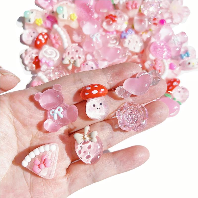 60pcs Cute Resin Charms Set - Bulk Mixed Slime Charms