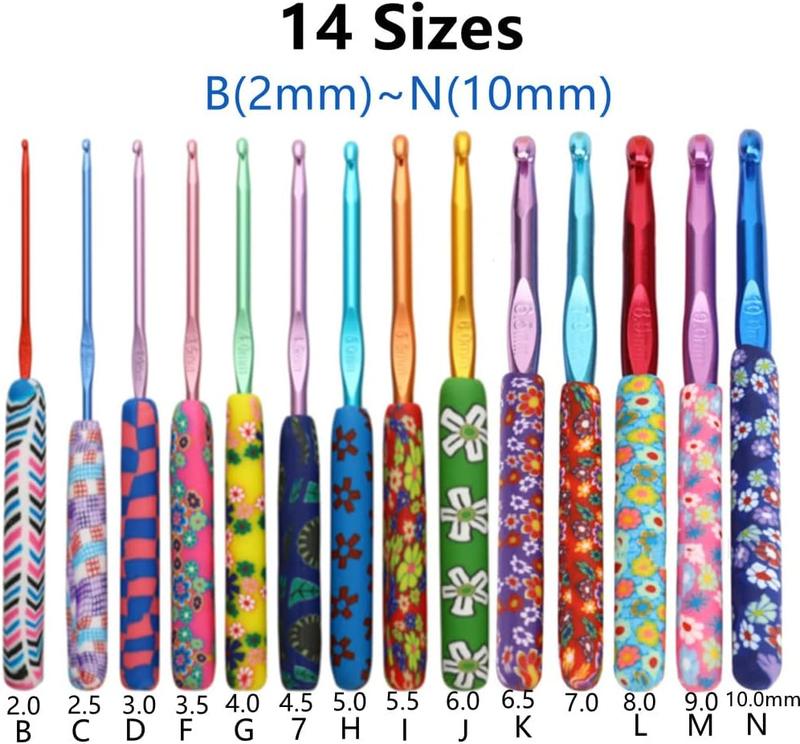 31 count Crochet Hooks Set,14 Sizes Crochet Hooks for Crocheting,Extra Long Crochet Needles 2mm(B)-10mm(N)