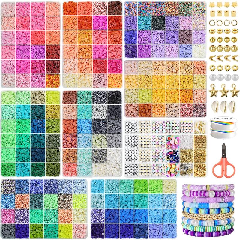 30000 count Clay Beads Bracelet Making Kit, 9 Boxes 192 Colors Friendship Bracelet Kit Flat Polymer Heishi Beads for  Making, Crafts Gift for Girls Ages 6-12 (Clay Beads 30000)