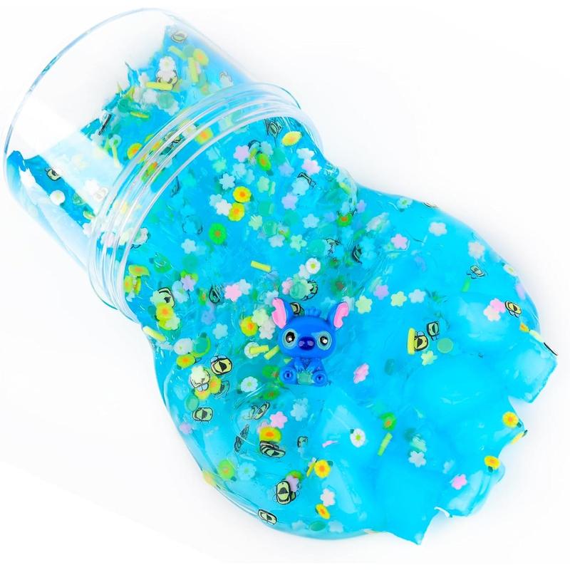 Slime Kit - 4 Pack Jelly Cube Crunchy Slime Kit, with Mermaid, Ice Cream and Teddy Bear Cute Charms, Soft & Non-Sticky Clear Crunchy Slime, Slime Party Favor for Girls and Boys Stress Relief Toy