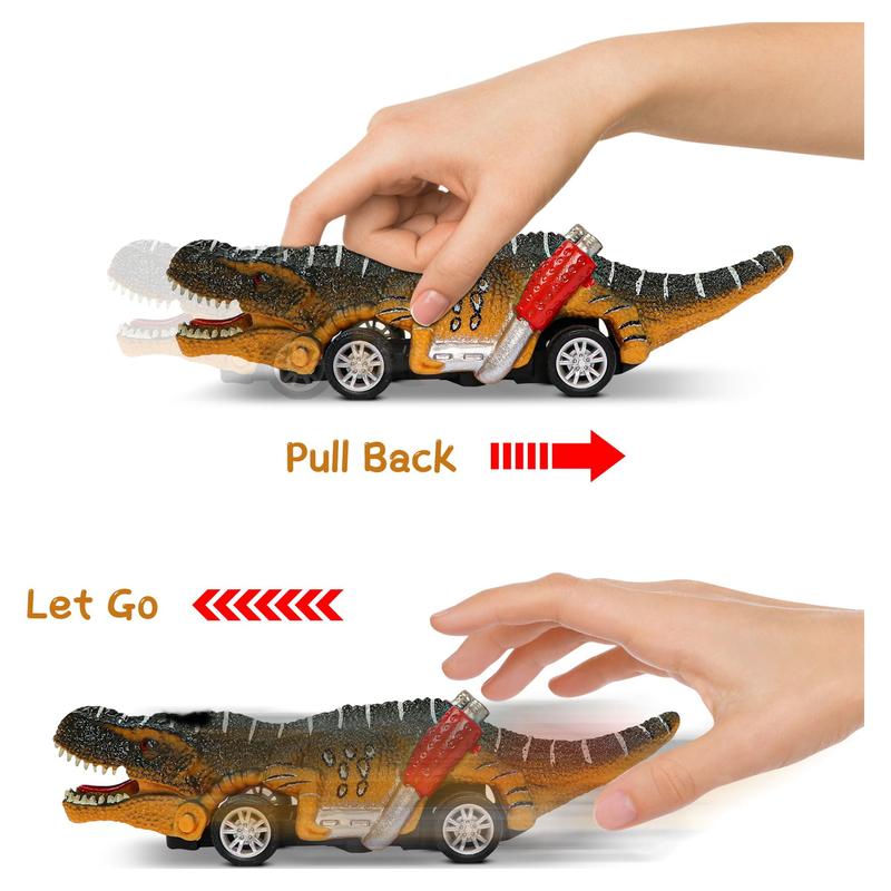 Dinosaur Toy Pull Back Cars, 6 Pack Dinosaur Car Toys Dinosaur Games with T-Rex Gift for 3-5 Year Old Boys and Toddlers