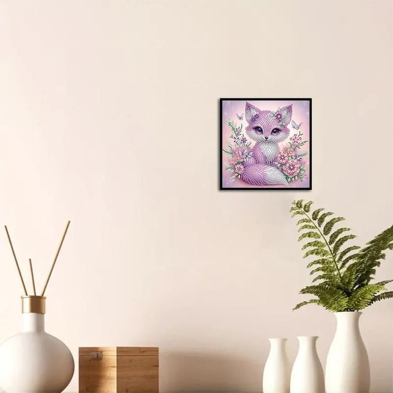 Fox Pattern DIY Diamond Arts Colorful Painting Kit without Frame, 5D Diamond Decor Painting by Numbers Kit, DIY Wall Art Decor