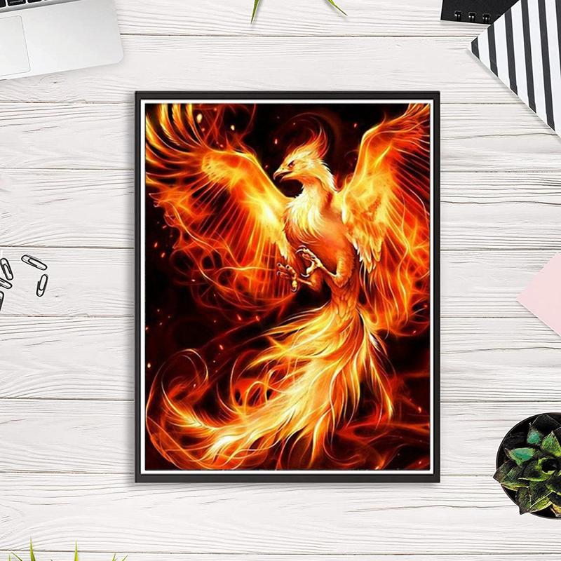 1 Set DIY Phoenix Pattern Artificial Diamond Unframed Painting, Phoenix Artificial Diamond Art Kit, Artificial Diamond Painting for Adults & Kids