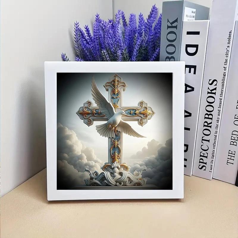 Cross Pattern DIY Diamond Arts Painting Kit without Frame, 1 Count 5D Diamond Cross Arts Painting Kit, DIY Decor Painting for Bedroom Living Room