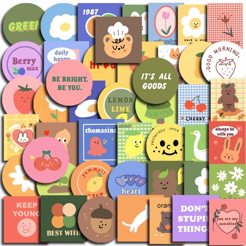 60pcs Cute Cartoon Pattern Waterproof Computer Sticker, Decorative Sticker, Scrapbook Decoration For Student