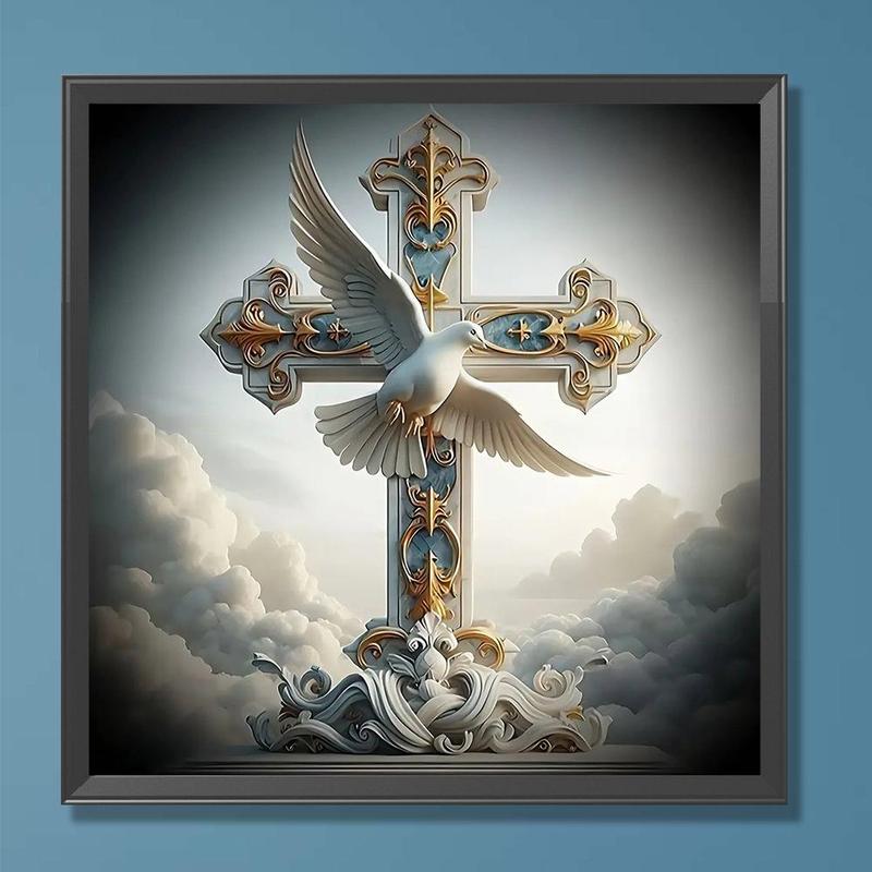 Cross Pattern DIY Diamond Arts Painting Kit without Frame, 1 Count 5D Diamond Cross Arts Painting Kit, DIY Decor Painting for Bedroom Living Room