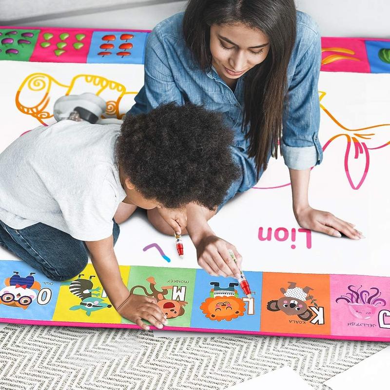 Christmas gift for kids Water Doodle Mat - Alphabet Pattern Kids Painting Toy Board with Magic Pens