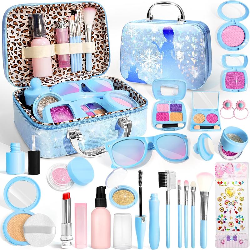 2024 Christmas gift Pretend Makeup for Toddlers, Fake Play Makeup for Little Girls, Frozen Toy Makeup Set for Girls, Birthday Christmas Princess Gifts Toddler Girl Toys Age 3 4 5 6 7 8