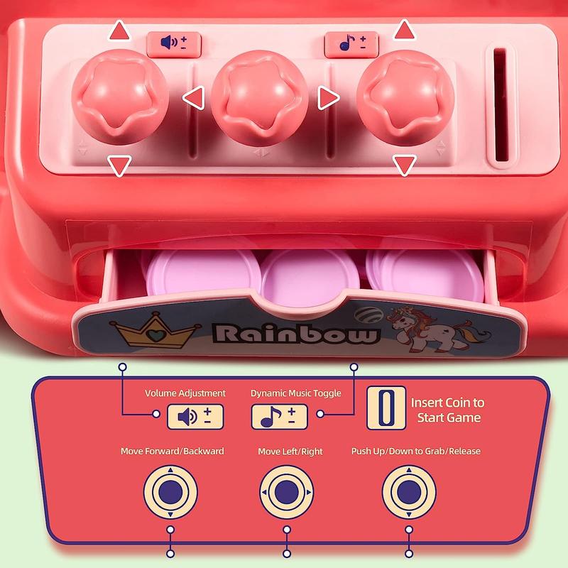 Claw Machine Toy with Adjustable Sound, Rechargable Toys Mini Candy Machine - Birthday Big Gifts