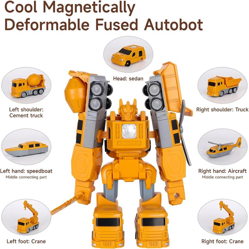 Magnetic Transform Engineering Car Converting Robot Assembled Toys Set with Storage Box DIY Assembled Educational Creativity Puzzle Robot Building Blocks Toy for Boys and Girls Aged 3-9