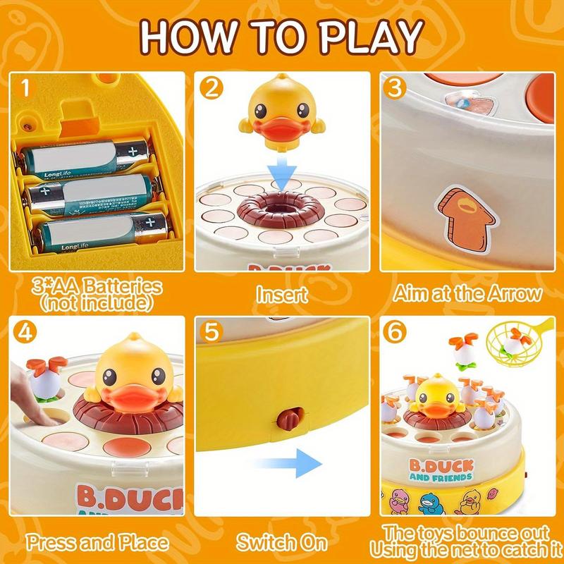 B.Duck Pop-Up Board Game for Youngsters - Interactive Family Fun with Rotating Ducks & Music, Perfect Birthday or Holiday Gift