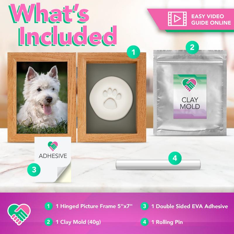 Luna Bean Dog Paw Print Kit - Pet Paw Print Impression Kit - Paw Print Mold for Dogs or Cats - Dog Mom Gifts for Women - Dog Mom Gifts - Dog Nose Print Kit - Cat & Dog Picture Frame - Dog Memorial -test