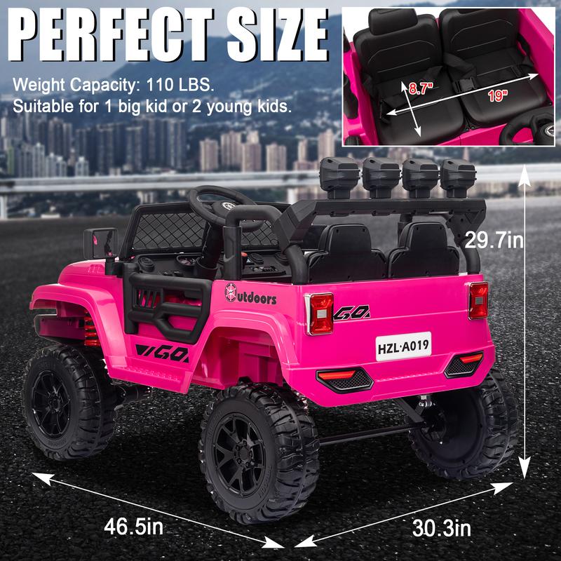 24V 4WD 2-Seater Kids Ride on Toy, Ride On Car with Parents Remote Control, 4x4 Electric Vehicle 4 Wheeler Side by Side Kids UTV with EVA Tires Wheels, Music Play, Bluetooth, Pink kids jeep