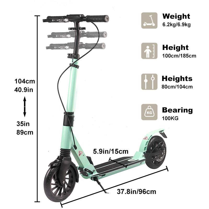 Aolorozo Scooter for kids, teens, and adults ages 6 and up. Maximum weight capacity 240 lbs. Foldable, lightweight, large 8-inch wheels for kids, teens, and adults, 4-level adjustable. abec-7 bearings, great for christmas gifts, new year's gifts!