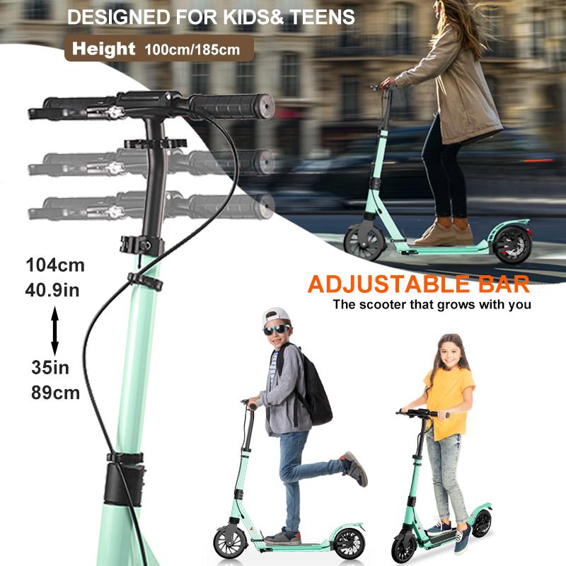 Aolorozo Scooter for kids, teens, and adults ages 6 and up. Maximum weight capacity 240 lbs. Foldable, lightweight, large 8-inch wheels for kids, teens, and adults, 4-level adjustable. abec-7 bearings, great for christmas gifts, new year's gifts!