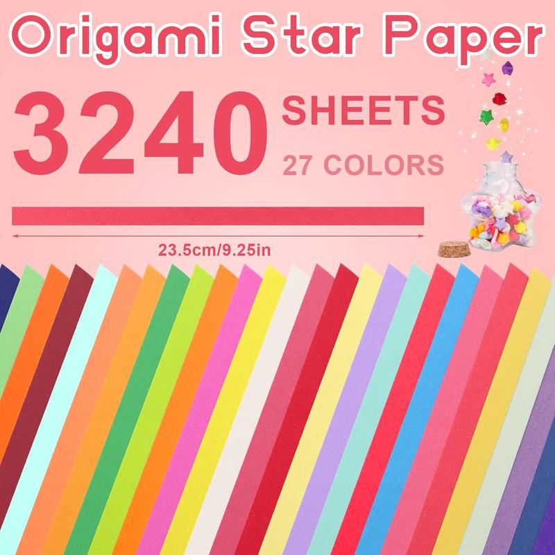 Origami Paper, 3240 Sheets Double Side Origami Star Papers Set, 27 Colors Origami Paper  Kit for Lucky Stars Folding, Arts And Crafts Enthusiasts