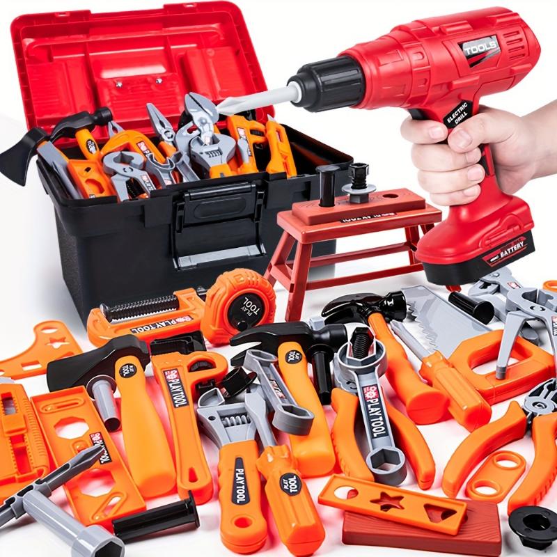 Children's Repair Tool Box Toy Set, Boy's Simulation Repair Electric Drill Engineering Repair Box, Mini Screw-driving Tool, Christmas Gift (batteries Not Included)