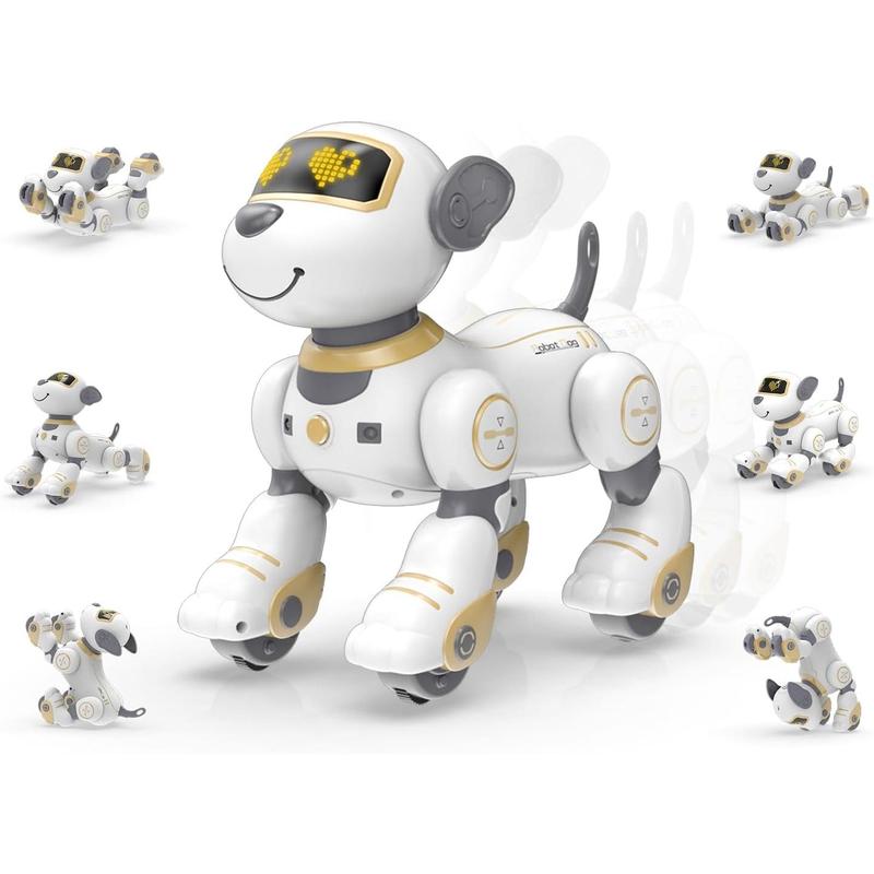 Programmable Remote Control Robot Cat Robot Dog for Kids, Interactive Robotic Dog Robotic Cat, Robo Dog Robo Cat, RC Robot with Touch Sensing, LED Eyes, Dance & Music